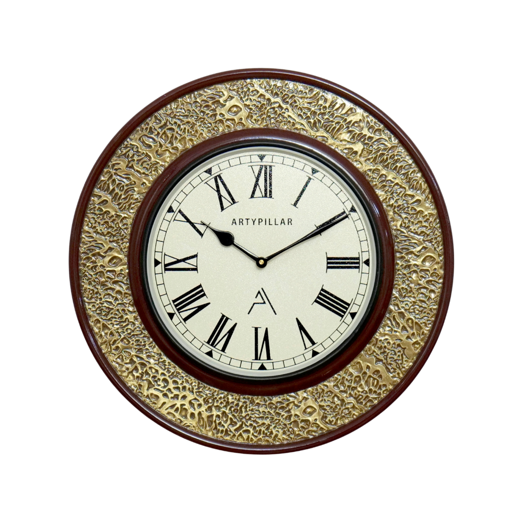 Artypillar Metal Emboss Classic Round Wall Clock - 16 Inch
