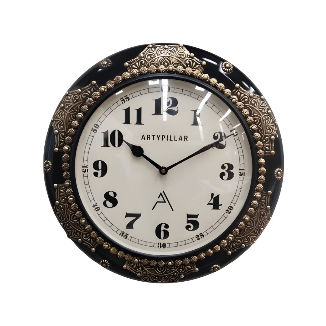 Artypillar Premium Metal Emboss Decorative Wall Clock – 14 Inch