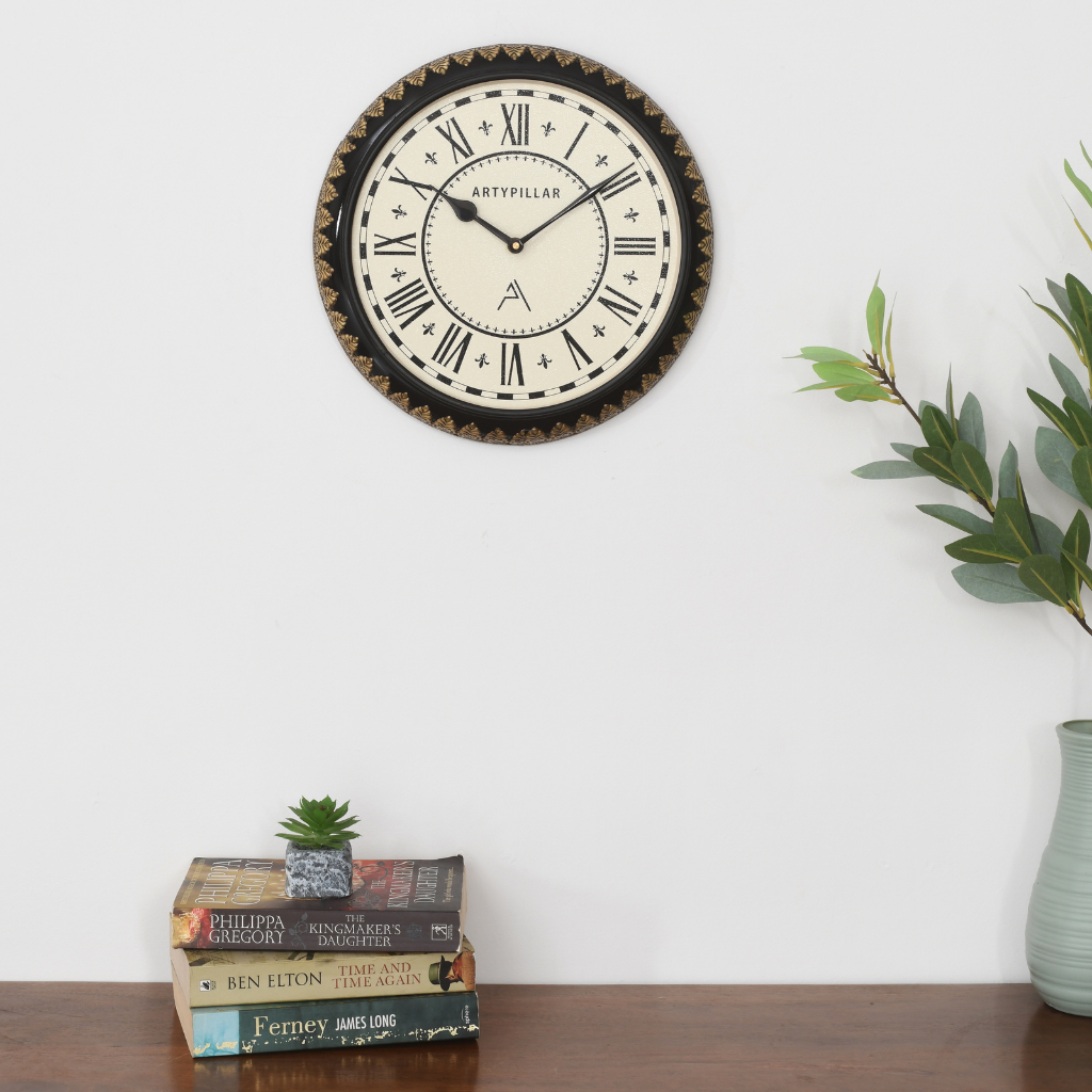 Artypillar 12-Inch Round Metal Emboss Wall Clock