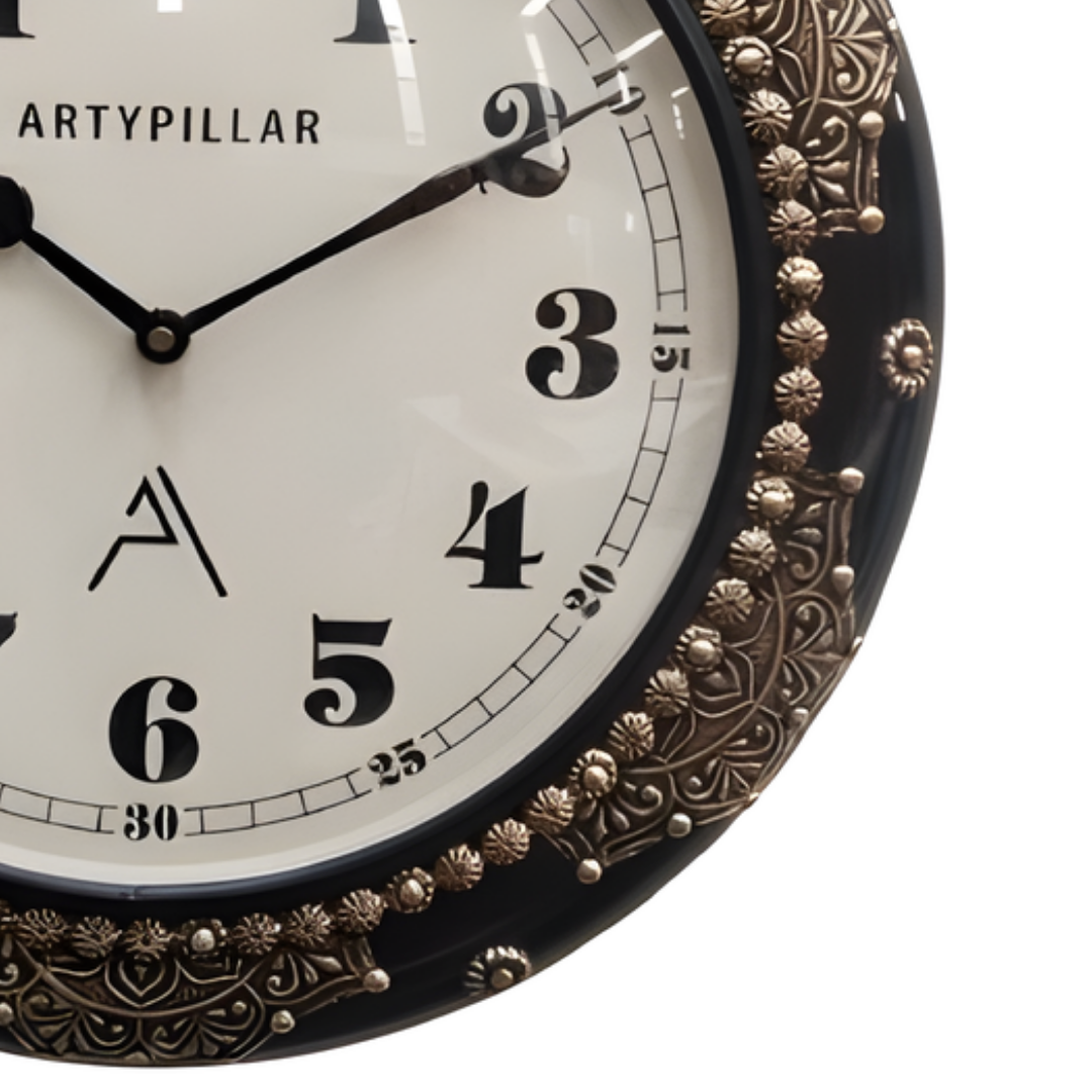 Artypillar Premium Metal Emboss Decorative Wall Clock – 14 Inch