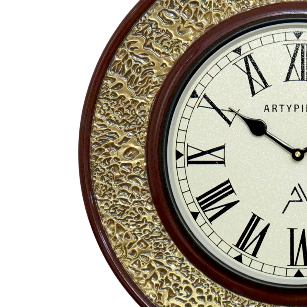 Artypillar Metal Emboss Classic Round Wall Clock - 16 Inch
