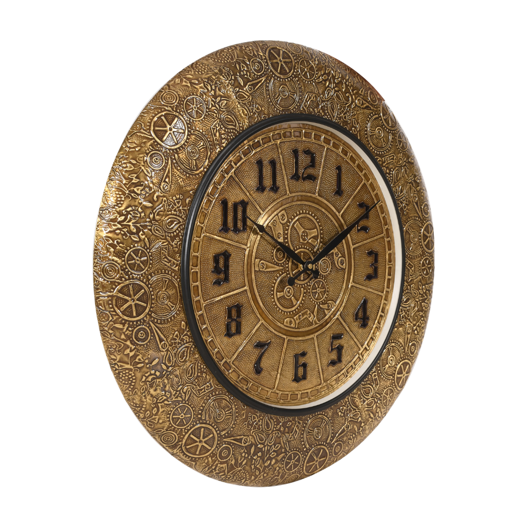 Artypillar Round Embossed Metal Wall Clock - 18-Inch