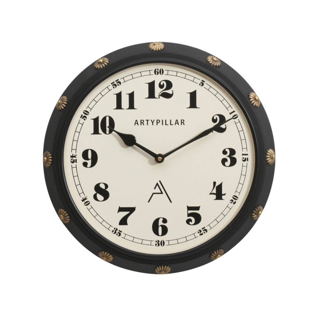 Artypillar 12-Inch Round Metal Emboss Decorative Wall Clock