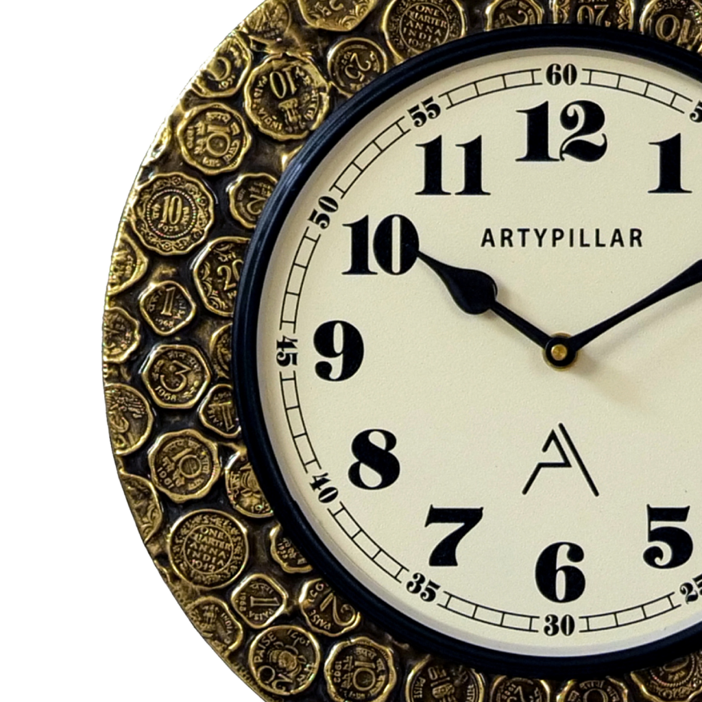 Artypillar Metal Emboss Classic Round Wall Clock - 12 Inch