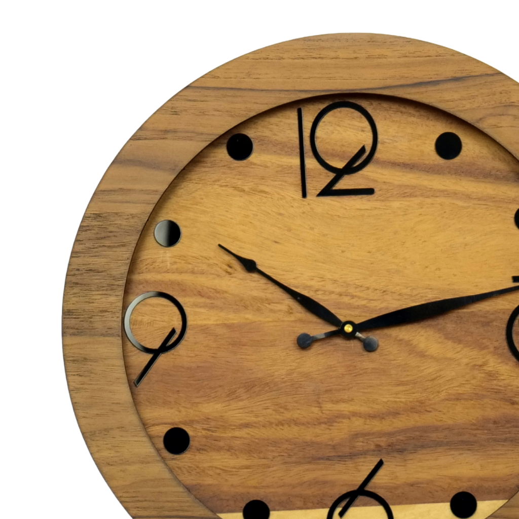 Artypillar Wooden Modern Designer Round Wall Clock - 14 Inch