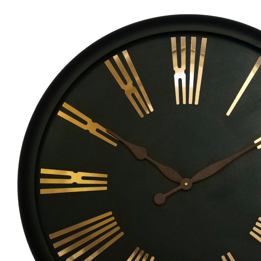 Artypillar Black & Gold Modern Designer Round Wall Clock - 24 Inch