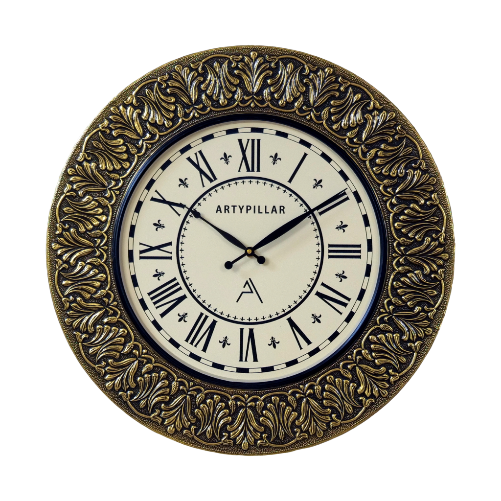 Artypillar Metal Emboss Vintage Designer Round Wall Clock - 18 Inch