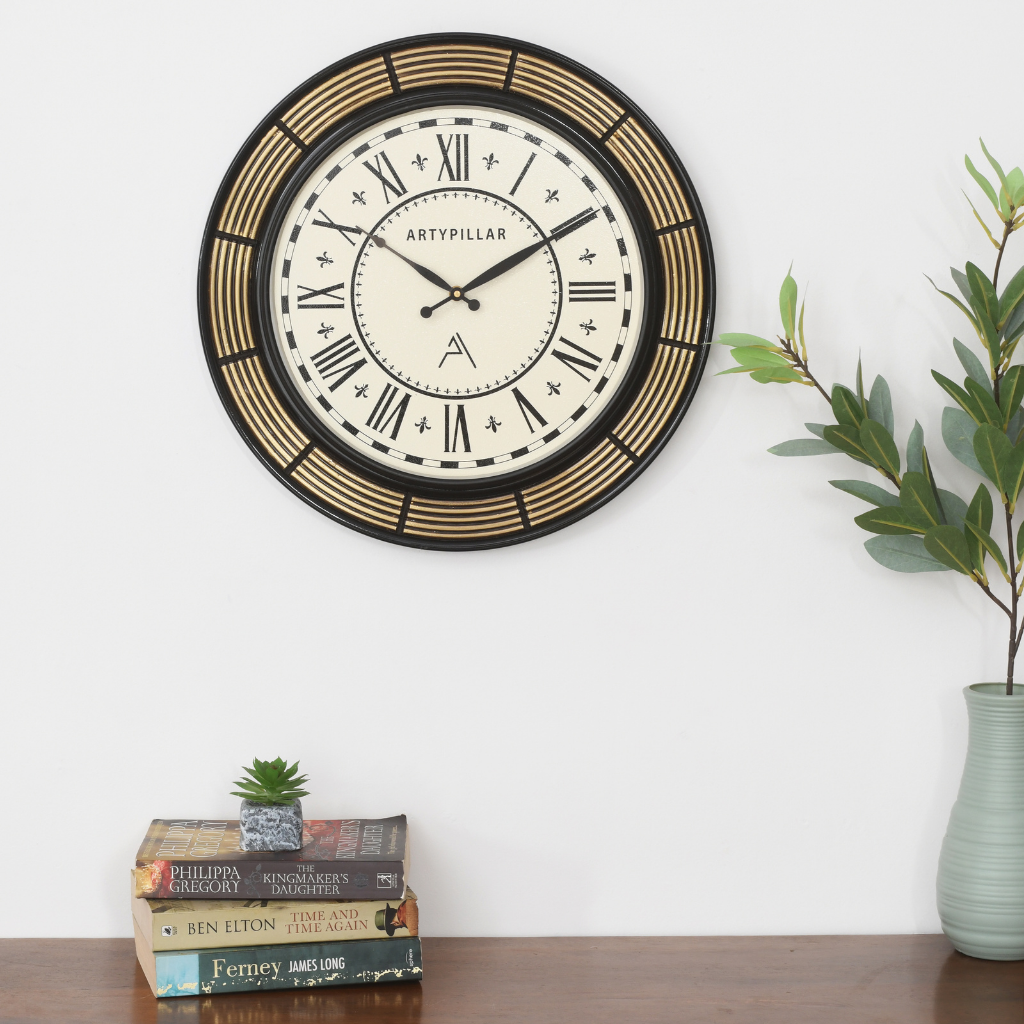 Artypillar 16-Inch Round Metal Emboss Wall Clock