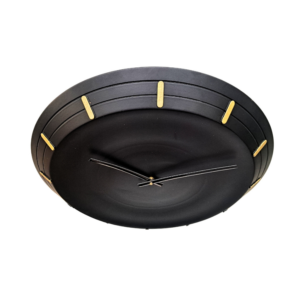 Artypillar Minimal Black Designer Wall Clock with Gold Markers - 18 Inch