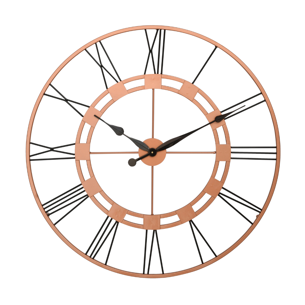 Artypillar Classic Iron Roman Skeleton Wall Clock – Copper & Black - 30 Inch