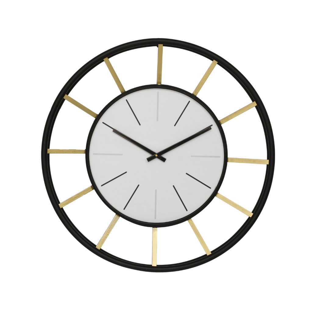 Artypillar Mid-Century Modern Black & Gold Designer Wall Clock - 24 Inch