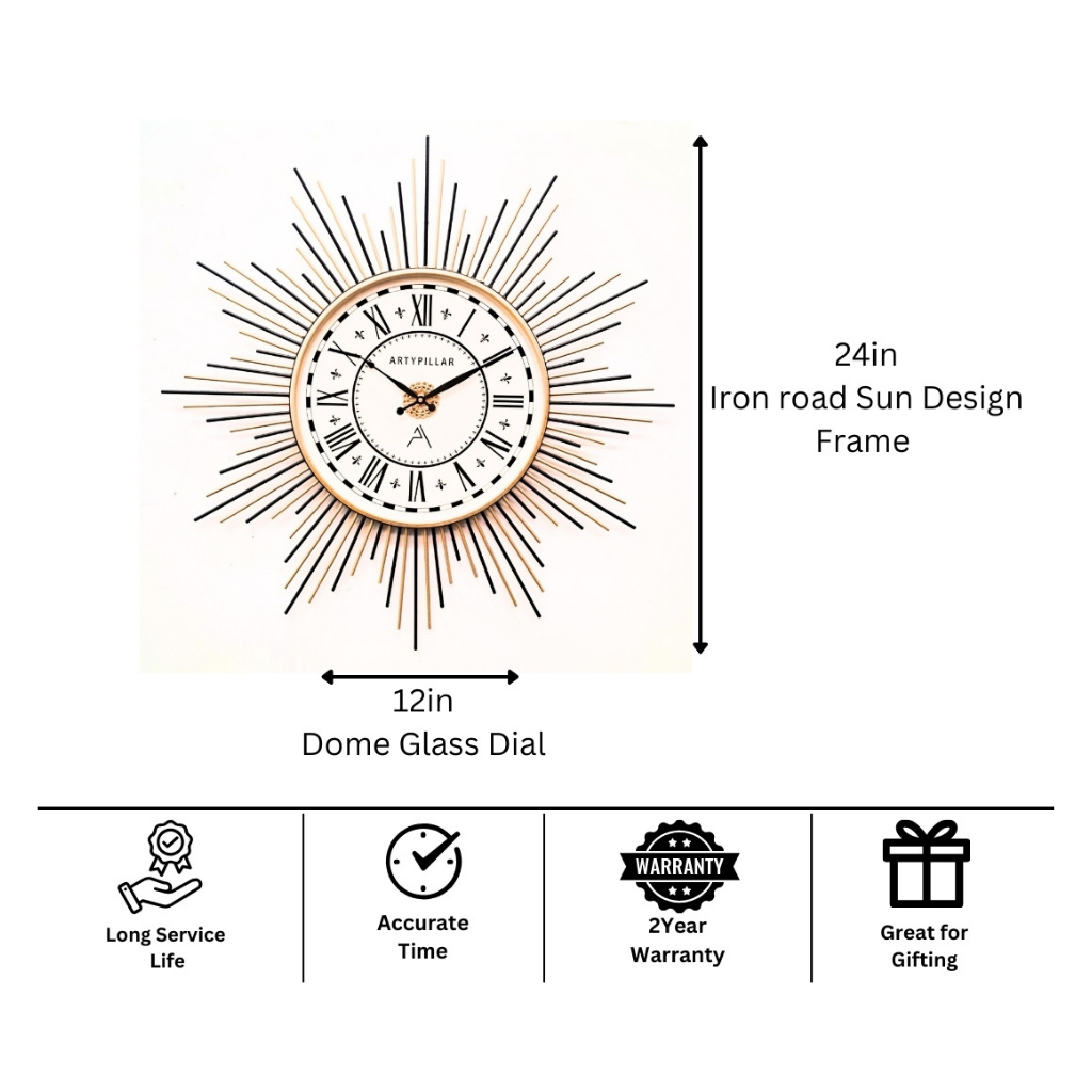 Artypillar Round Mid-Century Wall Clock - 24-Inch