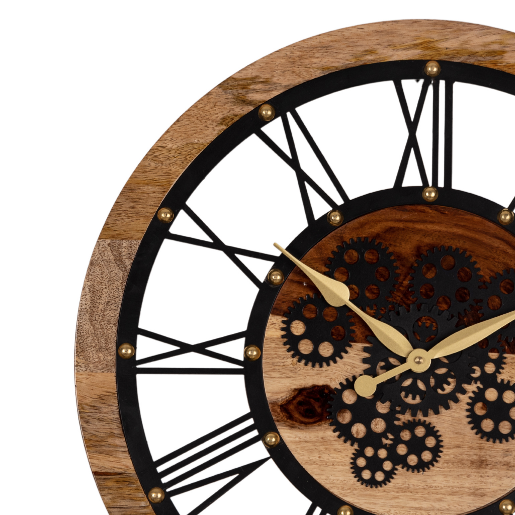 Artypillar 18-Inch Wooden Gear Wall Clock