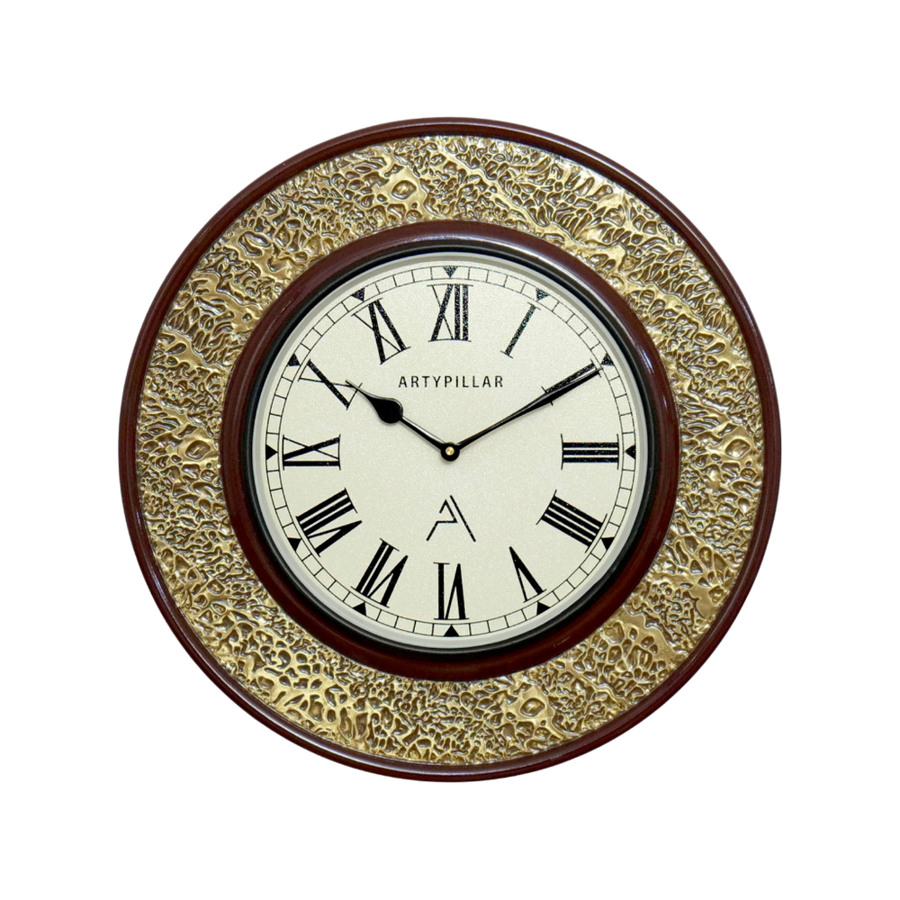 Artypillar Metal Emboss Classic Round Wall Clock - 16 Inch