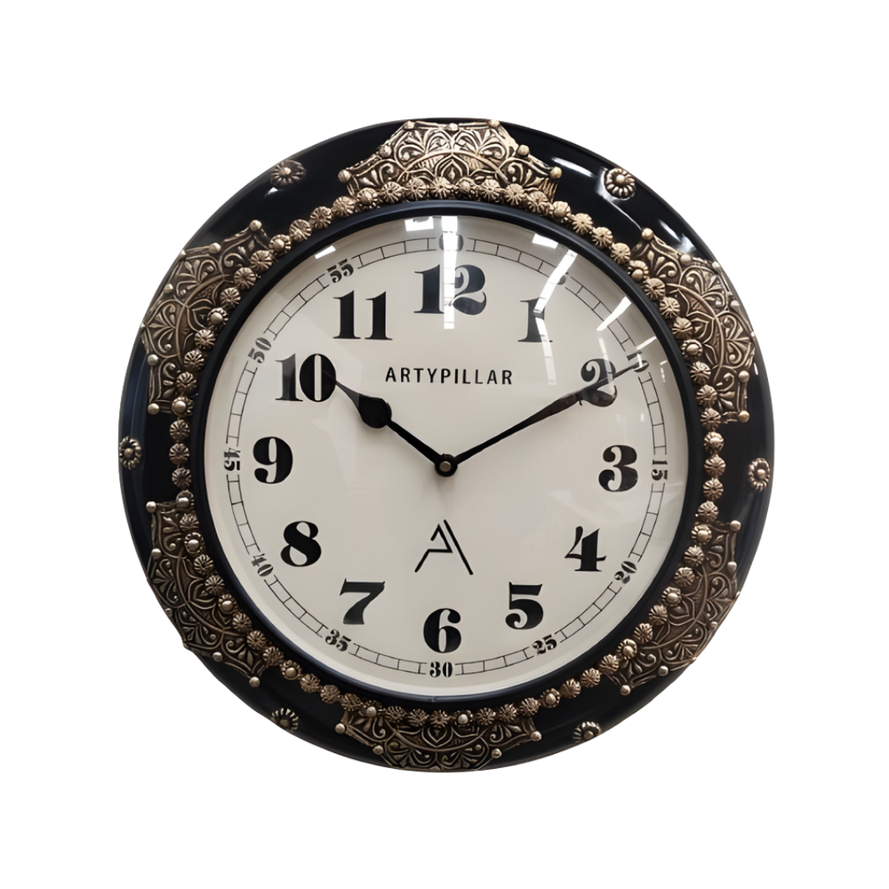 Artypillar Premium Metal Emboss Decorative Wall Clock – 14 Inch