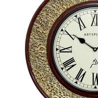 Artypillar Metal Emboss Classic Round Wall Clock - 16 Inch
