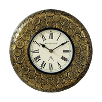 Artypillar Metal Emboss Designer Round Wall Clock - 12 Inch