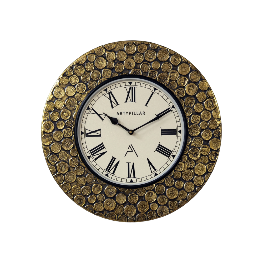 Artypillar Classic Roman Dial Metal Emboss Round Wall Clock – 16 Inch