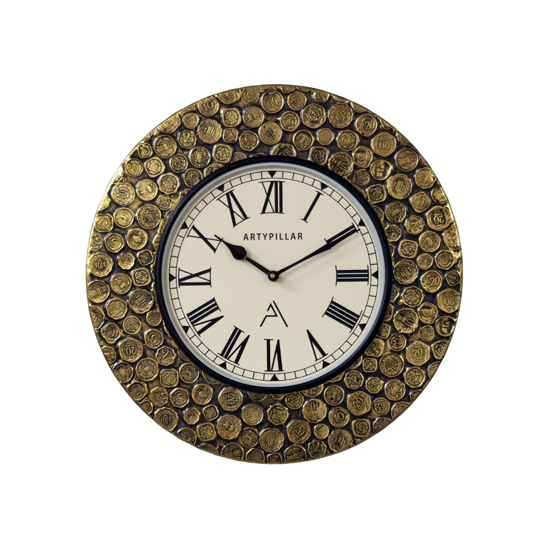 Artypillar Classic Roman Dial Metal Emboss Round Wall Clock – 16 Inch