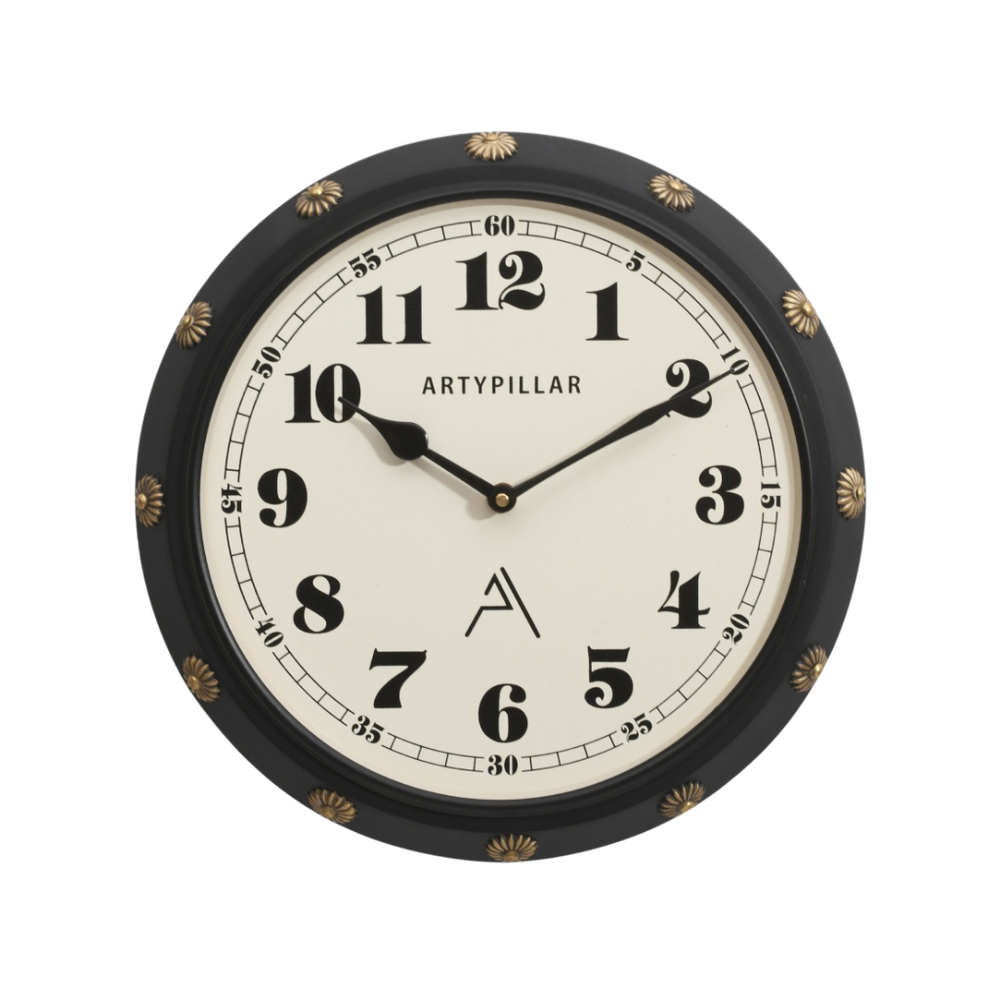 Artypillar 12-Inch Round Metal Emboss Decorative Wall Clock