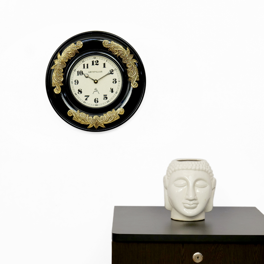 Artypillar Royal Metal Emboss Round Wall Clock - 12inch