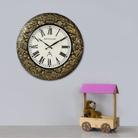 Artypillar Metal Emboss Floral Round Wall Clock - 18 Inch