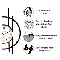 Artypillar 24-Inch Mid-Century Modern Metal Wall Clock