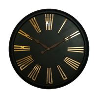 Artypillar Black & Gold Modern Designer Round Wall Clock - 24 Inch