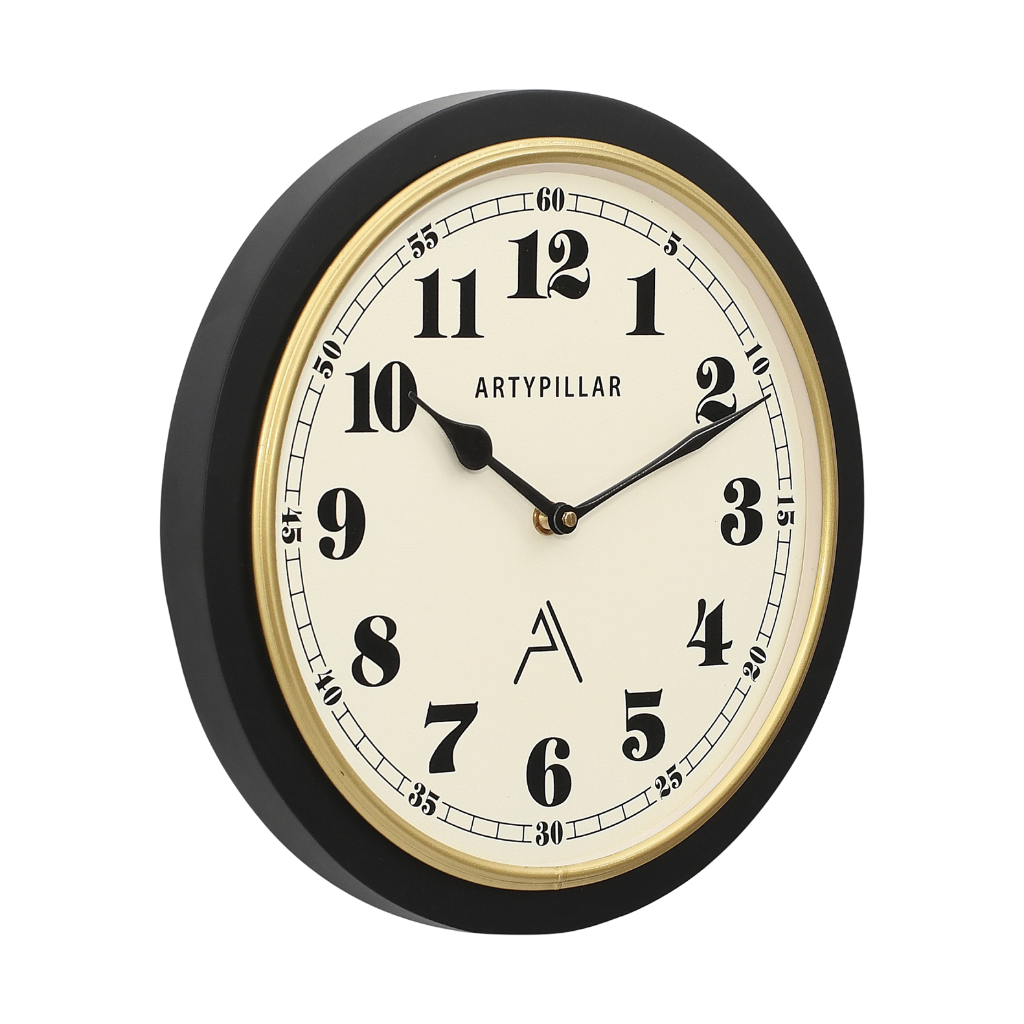 Artypillar Classic Round Carved Wall Clock - 12-Inch