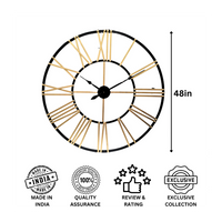 Artypillar 48-Inch Classic Iron Roman Numeral Wall Clock