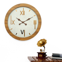 Artypillar Wooden Gold Roman Designer Round Wall Clock - 18 Inch