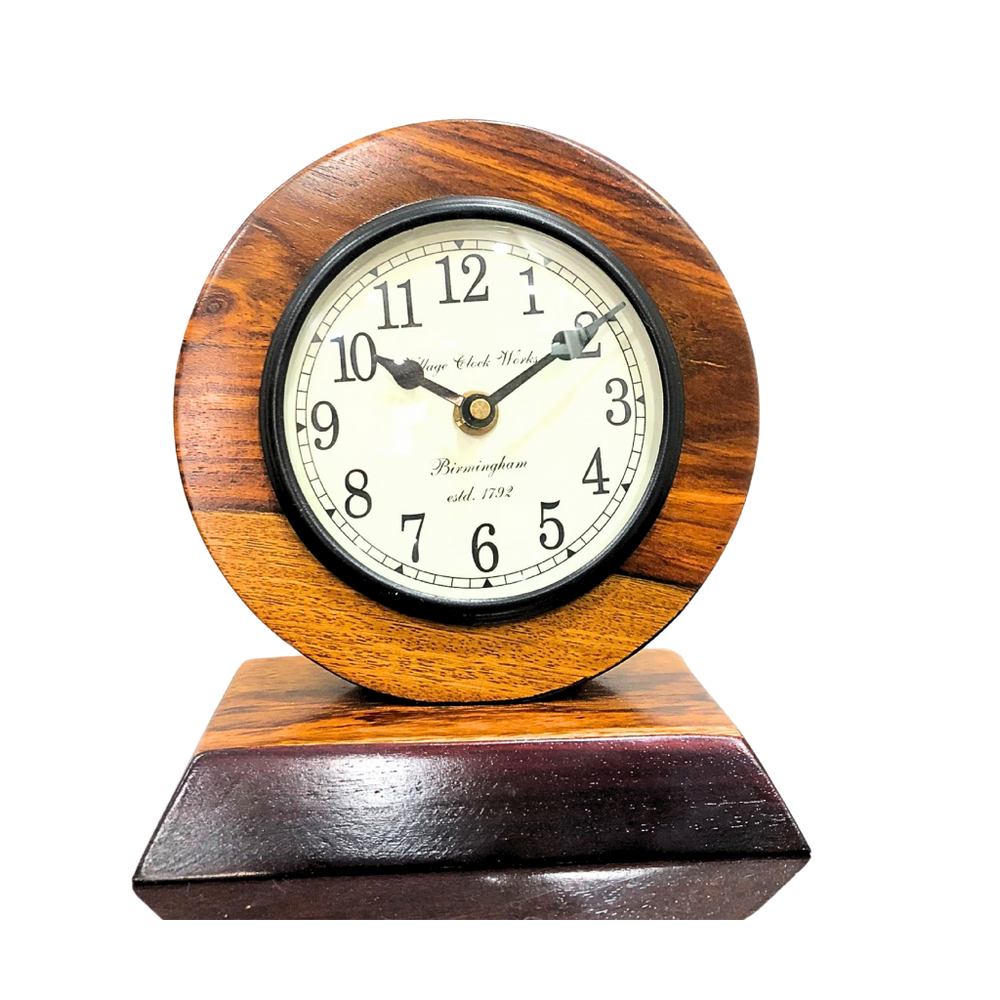 Artypillar 6-Inch Wooden Round Table Clock