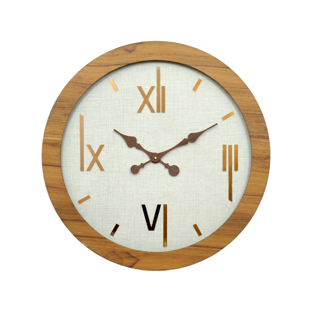 Artypillar Wooden Gold Roman Designer Round Wall Clock - 18 Inch
