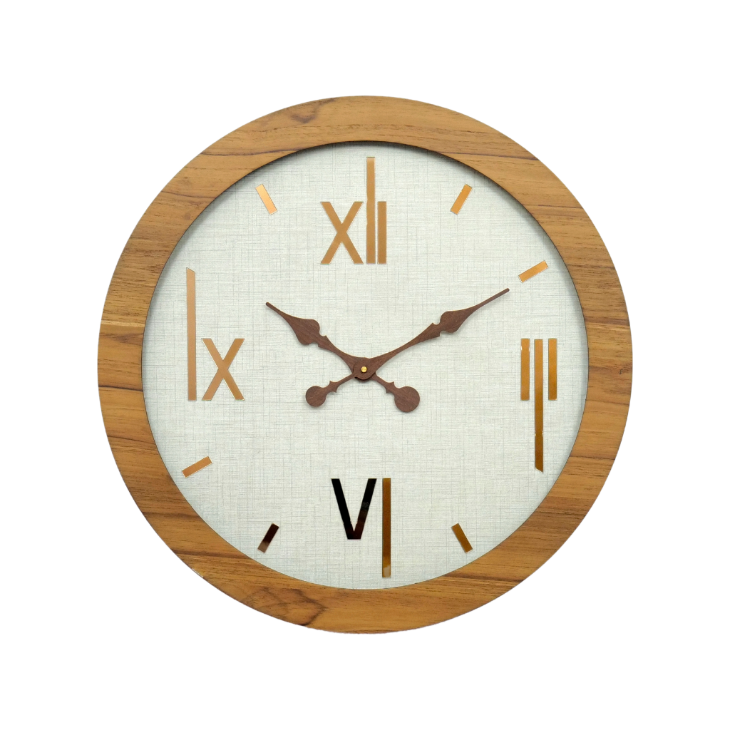 Artypillar Wooden Gold Roman Designer Round Wall Clock - 18 Inch