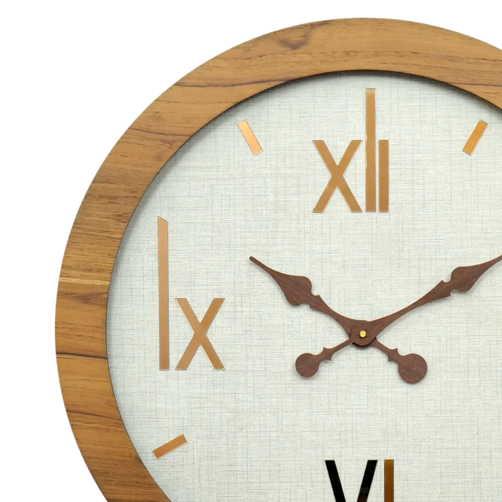 Artypillar Wooden Gold Roman Designer Round Wall Clock - 18 Inch