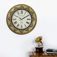Artypillar Metal Emboss Floral Designer Round Wall Clock - 18 Inch