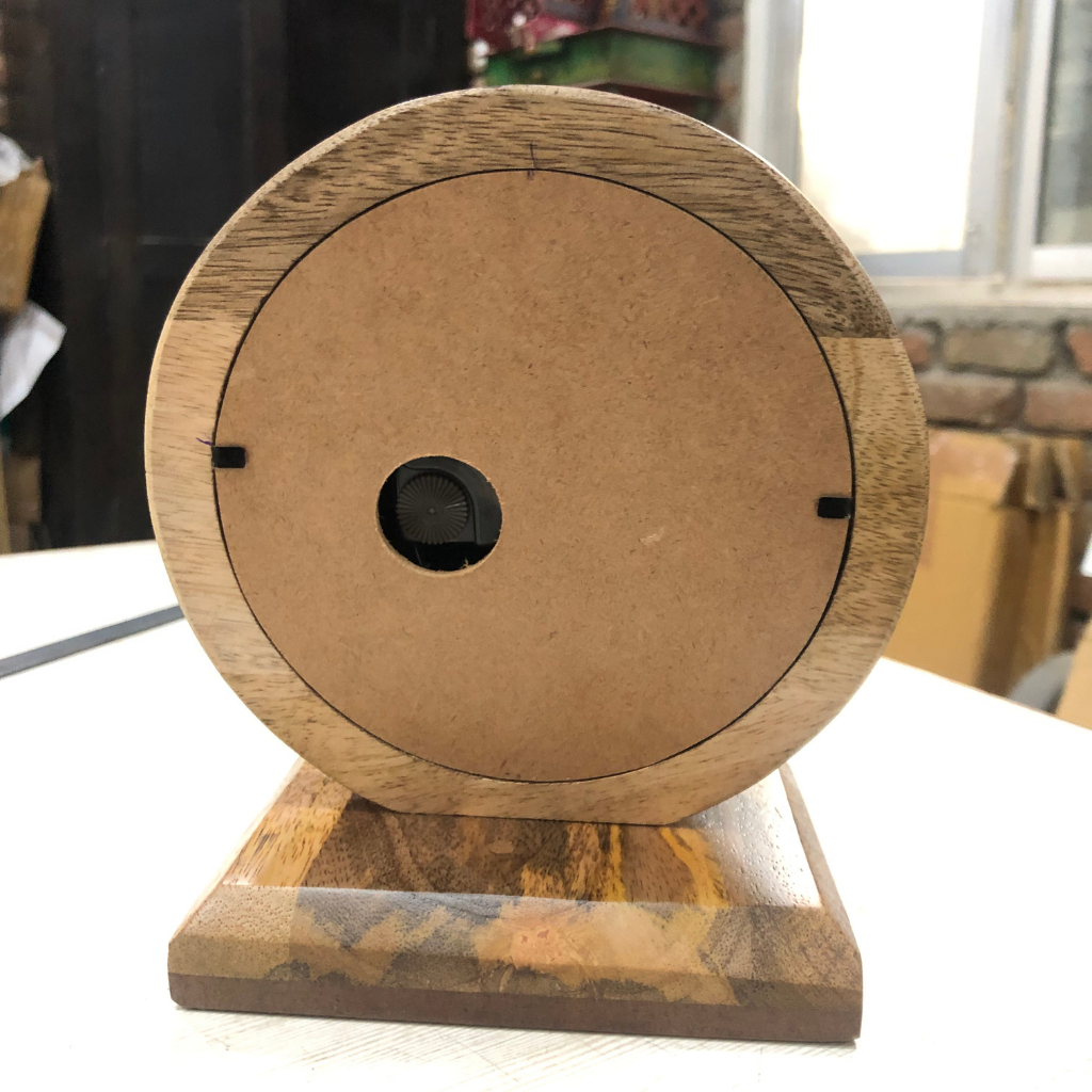Artypillar 6-Inch Wooden Round Table Clock