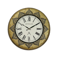 Artypillar Metal Emboss Floral Designer Round Wall Clock - 18 Inch