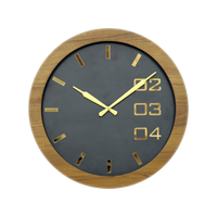 Artypillar Wooden Black & Gold Modern Designer Round Wall Clock - 16 Inch