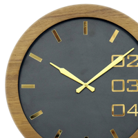 Artypillar Wooden Black & Gold Modern Designer Round Wall Clock - 16 Inch