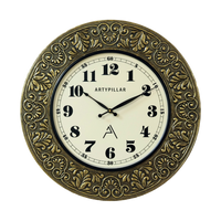 Artypillar Metal Emboss Classic Designer Round Wall Clock - 18 Inch