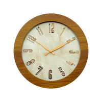 Artypillar Wooden Marble Dial Designer Round Wall Clock - 14 Inch