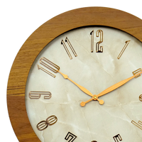 Artypillar Wooden Marble Dial Designer Round Wall Clock - 14 Inch