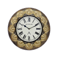 Artypillar Metal Emboss Floral Designer Round Wall Clock - 16 Inch