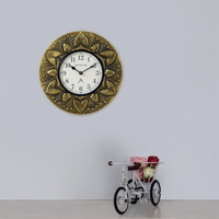 Artypillar Metal Emboss Floral Designer Round Wall Clock - 12 Inch