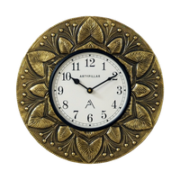 Artypillar Metal Emboss Floral Designer Round Wall Clock - 12 Inch