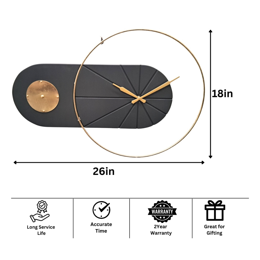 Artypillar Modern Minimalist Metal Designer Wall Clock - 27 Inch