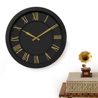 Artypillar Black & Gold Roman Modern Designer Wall Clock - 16 Inch