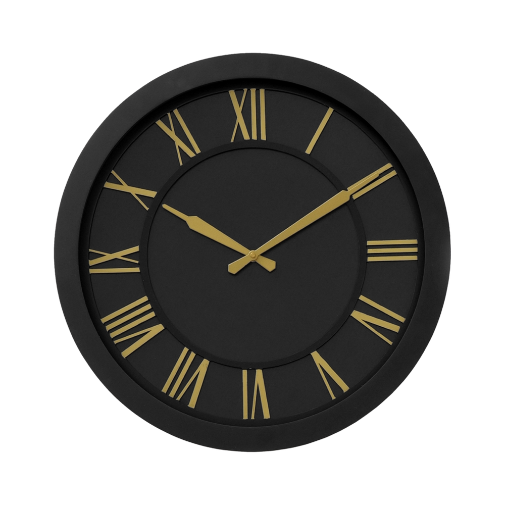 Artypillar Black & Gold Roman Modern Designer Wall Clock - 16 Inch