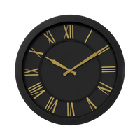 Artypillar Black & Gold Roman Modern Designer Wall Clock - 16 Inch